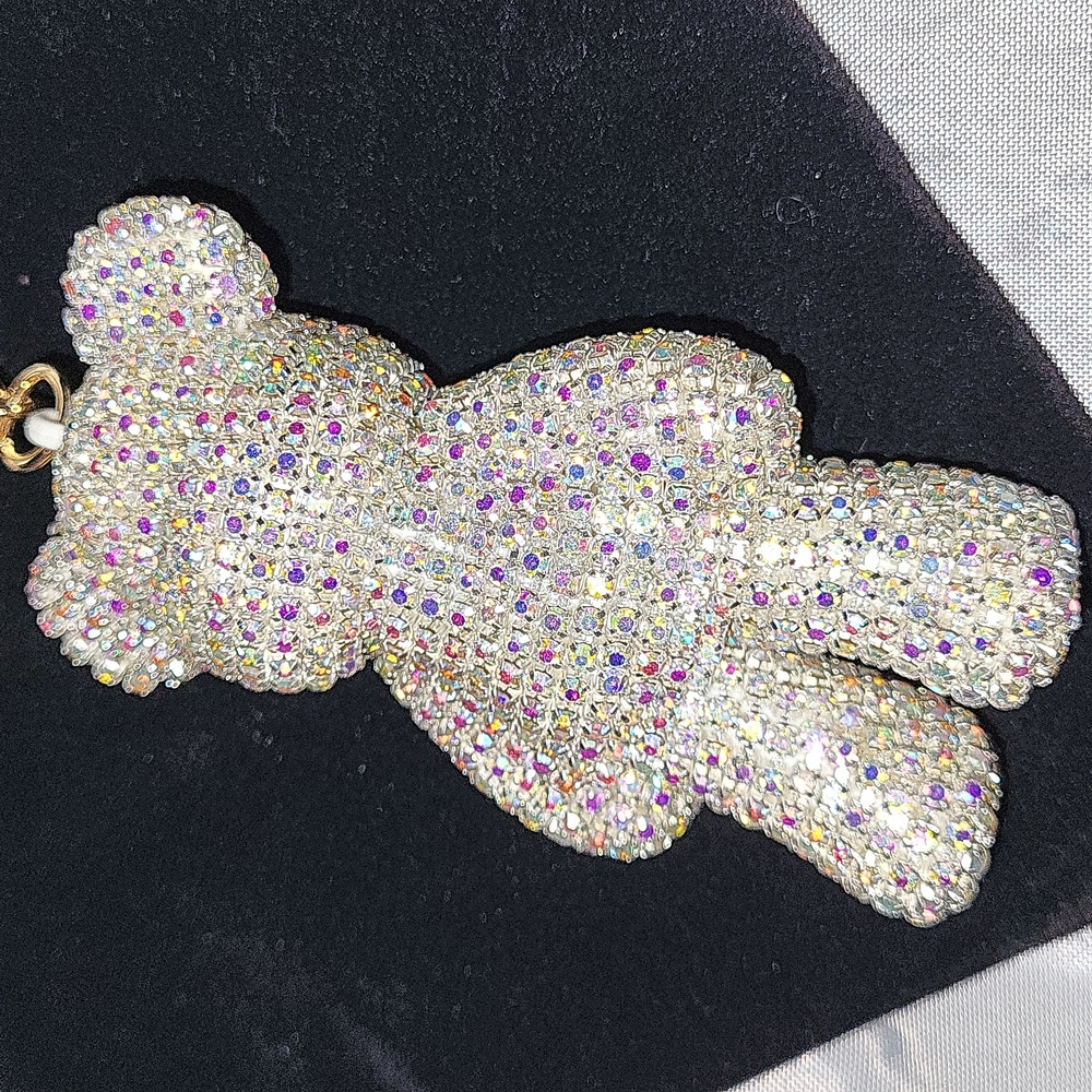 Natasha Crystal Bear Bag Charm, Keychain fob - Picture 2 of 3